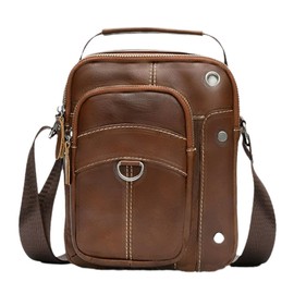 Messenger bag, Henmifyer Genuine Leather Crossbody Shoulder Bag for Women Men Purse Travel Work Business (Coffee)