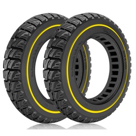 Felixstory 10x2.0 Off road Solid tire, Replaceable 10x2/54-152 10x2.125 OEM Tires, Fit for TurboAnt X7 Pro X7 Max Gotrax G4 G Max Ultra Electric Scooter, 10 Inch Front Rear Tubeless Tire Yellow 2pcs