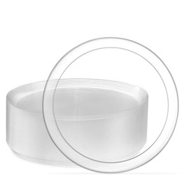 PLASTICPRO Plastic Party Plates Edge Collection Premium Heavyweight Elegant Disposable Tableware Dishes (Clear, 8.6'' INCH Plates)