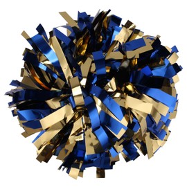 Metallic Cheerleader Cheerleading Pom Poms 6 inch 1 Pair (Royal Blue/Gold)