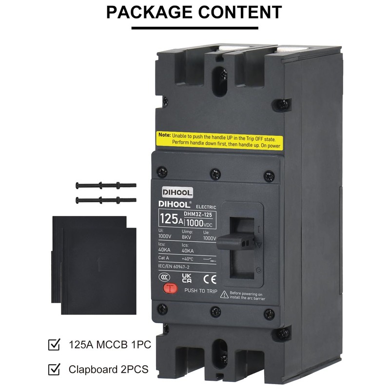 DIHOOL 125 Amp DC Circuit Breaker 125A Disconnect Switch Dual