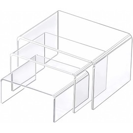YTSMFL Acrylic Riser Display Stand, 3 Pcs Display Shelves Clear Tiered Display Stands for Craft Fairs Fragrance Stand for Figures Cupcake Collectibles Display