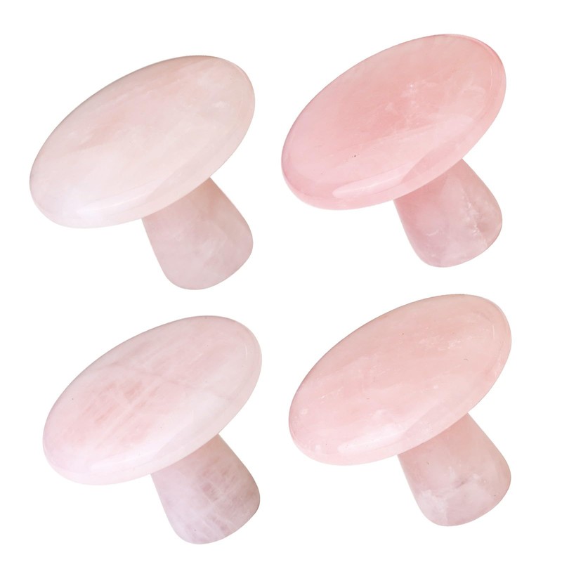 TUMBEELLUWA 2PCS Natural Crystal Mushroom Cabinet Knobs with Screws Round