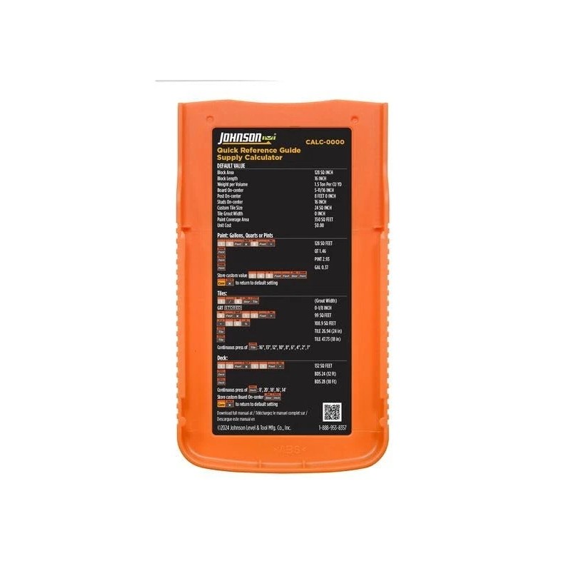 Johnson Supply Calculator for Home Improvement Preprogrammed Trade Functions