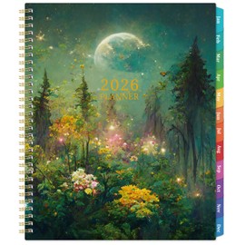 2026 Planner - 2026 Planner Weekly and Monthly, 9" x 11", Jan.2026 - Dec.2026, Planner 2026 Weekly and Monthly with Colorful Tabs, Strong Twin-wire, Back Pocket - Dreaming Moon
