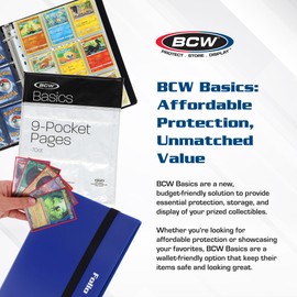 BCW Basics Card Sleeves | 500 Count Box | Acid-Free, Archival Safe | Durable, Cost-Effective Card Protector Sleeves for Standard 2.5" x 3.5" Trading and Game Cards (Blue)