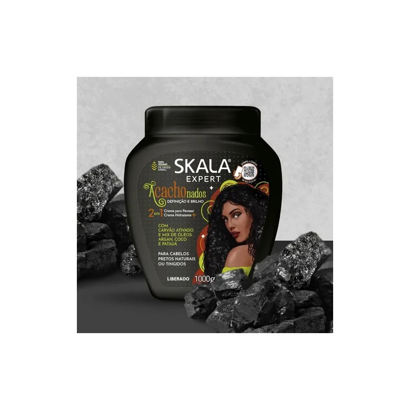 Crema Para Peinar Skala Carbón Activado Cabello Rizado 1kg