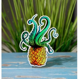 Real Sticky Octopus Pineapple Sticker Cup food Laptop Cooler Car Vehicle Window Bumper Decal