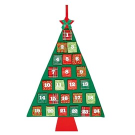 Premier Decorations Felt Christmas Tree Advent Calendar Green With Pockets 100cm x 60cm Hanging Create Your Own Xmas Gifts Decoration