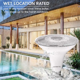 LUXRITE 4 Pack PAR38 LED Outdoor Flood Light Bulbs, 120W Equivalent, 1250 Lumens, 3500K Natural White, 15W Dimmable, Indoor Outdoor Spotlight Bulb, Wet Rated, E26 Standard Base, UL Listed