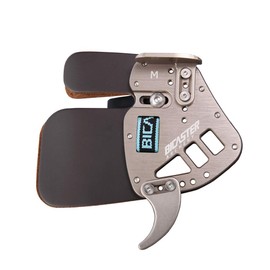 BICASTER Protector de pestañas de dedo con arco para tiro y tiro de piel auténtica + aluminio para la tradición arco caza flecha (plata, S)