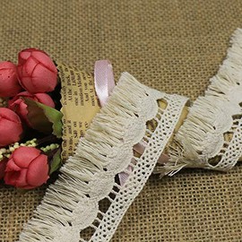 Yulakes 10 Yard 3.5 cm Cotton Lace Ribbon Vintage Crochet Ribbon Lace Border Crochet Lace Ribbon for Sewing Crafts Wedding Decoration Scrapbooking Gift Box Beige