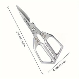 Heavy-Duty Stainless Steel Kitchen Scissors - Multi-Functional Chicken Bone Cutting Shears, All-Steel Meat Scissors for Household Use, Sharp Poultry Shears with Ergonomic Handle