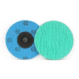 BHA Green Zirconia with Grind Aid Quick Change Sanding Discs Type R Male Roll On, 3" (60 Grit) - 25 Pack