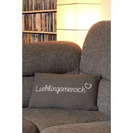 Kamaca Lieblingsmensch (Favourite Person) Cushion, 30 cm x 50 cm, Fluffy Filled Cushion with Zip, Cover Made from 100% Cotton, An Eye-Catcher and Great Gift (Grey)
