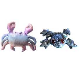 LK Trend & Style Glitzernde Sandfiguren Doppelset, Krabbe mit weiteren Tieren, jeweils 12-15 cm, Dekorative Handschmeichler, Seelentröster oder Dekoration (Bunt Sortiert - Krabbe + Frosch)