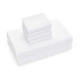 CASUAL LIVING 32651 Queen Size Hotel Style Silky Ultra-Soft Eco-Friendly Cooling Technology Machine Washable Quick Dry Anti-Wrinkle 6-Piece Sheets and Pillowcases Set, Queen, White