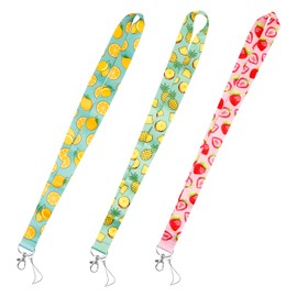 Rumyve Badge Lanyard with Quick Release Buckle,3 pcs of Cartoon Cute Fruit Pattern Lanyard, for Women, Men, Children