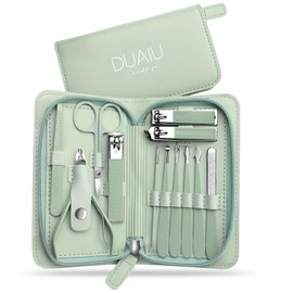 DUAIU 12-Piece Manicure Set Nail Care Set Manicure Pedicure Set Professional Stainless Steel Nail Scissors Set, Nail Case Women Men, Fingernail Care Set for Travel