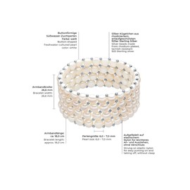 Valero Pearls Sterling Silver 925 rhodium-plated Ladies Bracelet with Freshwater cultured Pearls White 60201668