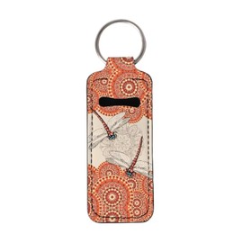 Suobstales Chapstick Holder Keychain Clip-on Sleeve Chap Stick Pouch Lip Balm Holsteror Lipstick Tracker Safeguard, Boho Mandala Dragonfly, One Size