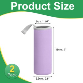 YELARXI Neoprene Water Bottle Sleeves, Water Bottle Carrier Insulators Beverage Bottle Can Sleeves Covers with Strap, 3 in Fit for Hiking Cycling Camping Travel (2 Pack, Light Purple)