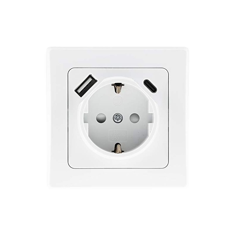 Delphi Protective Contact Socket with USB-C - Flush-Mounted 250 V