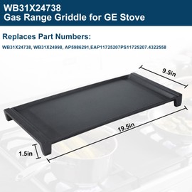 WB31X24738 Cast Iron Griddle Replacement Plate - Compatible with GE Stove Range Cooktop Parts, Replaces WB31X24998, Heavy-Duty Center Stovetop Griddle Pan for Gas Ranges