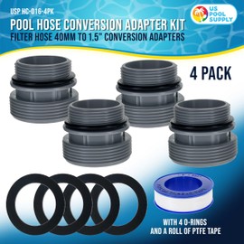 U.S. Pool Supply Pool Hose 40mm to 1.5" Hose Conversion Adapters 4560, Pack of 4 - Above Ground Replacement Kit Compatible with Intex, Hayward, Coleman Pool Filter Pump Hose Connector