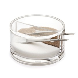 Balvi - double sugar bowl in acrylic. With two compartments. Transparent.