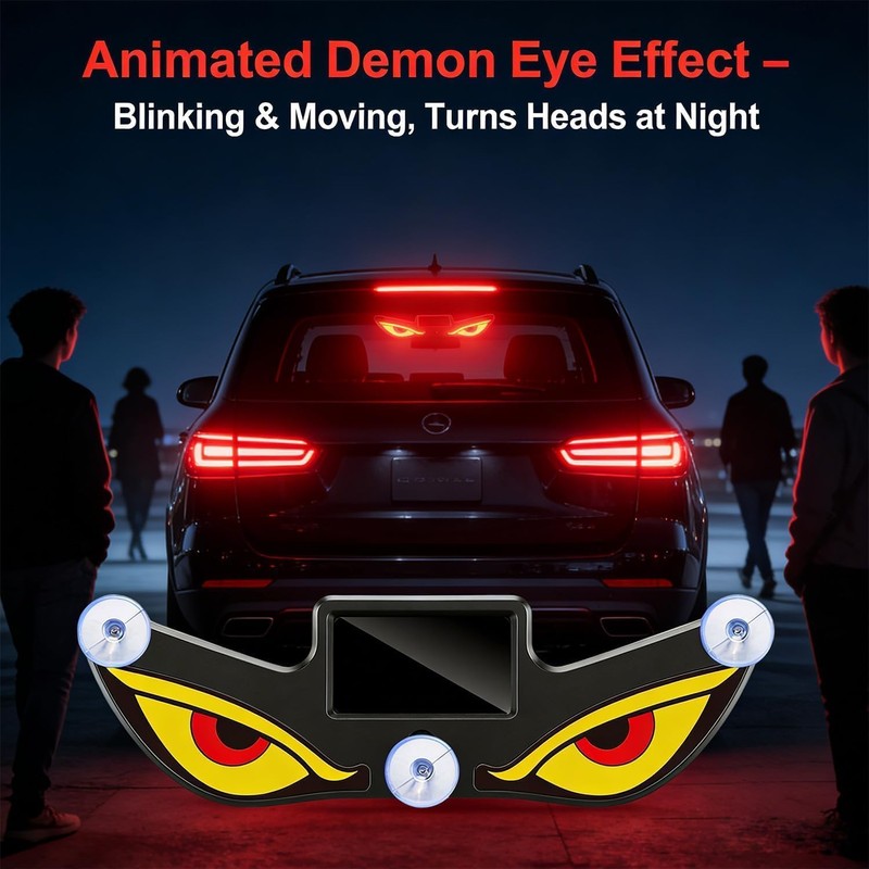 Solar Demon Eye LED Car Window Light, Wireless No Drill