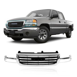 CarPartsDepot Front Grille Grill Chrome Shell With Black Insert Compatible With GMC 2003-2007 Sierra 1500 2500 Include Classic 19130791 GM1200475