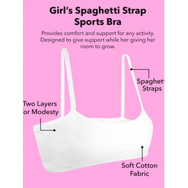 Fruit of the Loom Girls' Spaghetti Strap Sports Bra, Light Nude/Blush/Desert Dusk/Sweet Tea, 30