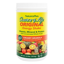 NaturesPlus Source of Life Energy Shake - 2.2 lbs Multivitamin, Mineral & Protein Powder - Granola Flavor - Whole Food Meal Replacement - Non-GMO, Vegetarian, Gluten-Free - 26 Servings