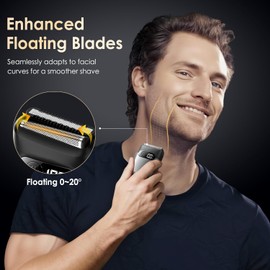 Electric Razor for Men, Foil Shaver and Beard Trimmer for Dry and Wet,Battery LED Display USB-C Fast Charge, IPX7 Waterproof Portable Travel Shaver (Charcoal Black)