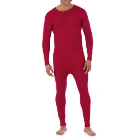 Fruit of the Loom Men's Premium Thermal Union Suit Pajama Bottom, Red, Large