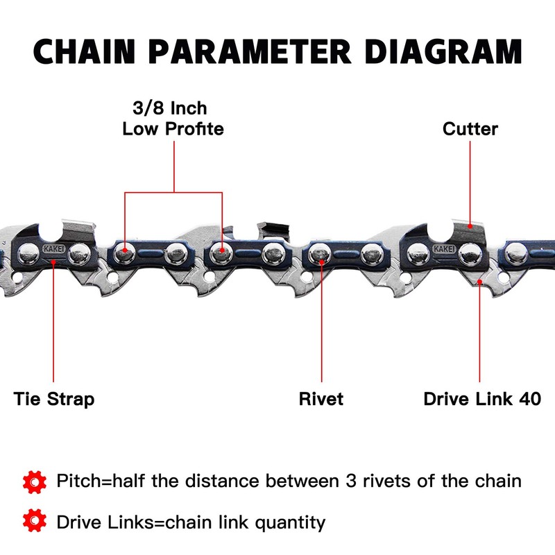 KAKEI 1-Pack S40 Chainsaw Chain for 10 Inch Bar -