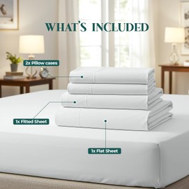 Beddora Full Bed Sheets Set – 4-Piece Cooling Deep Pocket Full Sheet Set – Ultra-Soft, Wrinkle-Free Microfiber Sheet Set Double/Full Size, Hotel Luxury Easy-Care Bedsheets Full Size Set (White)