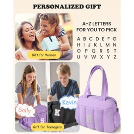Vogewood Birthday Gifts for 6 7 8 9 10 11 12 13 14 Year Old Girl-Initial Lightweight Duffel Bag, Weekender Bag, Overnight Bag, Travel Bag with Makeup Bag, Tween Girl Trendy Stuff Gift (Letter I)
