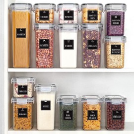 Kistayle 160 Pantry Sticker Labels | Household Product | 5 x 5 cm | Water Resistant | In French | Labels for Kitchen Jars