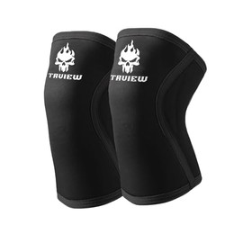 TAVIEW Knee Compression Sleeve Support for Squats, Weightlifting, and Powerlifting 7MM Neoprene (Black, L)