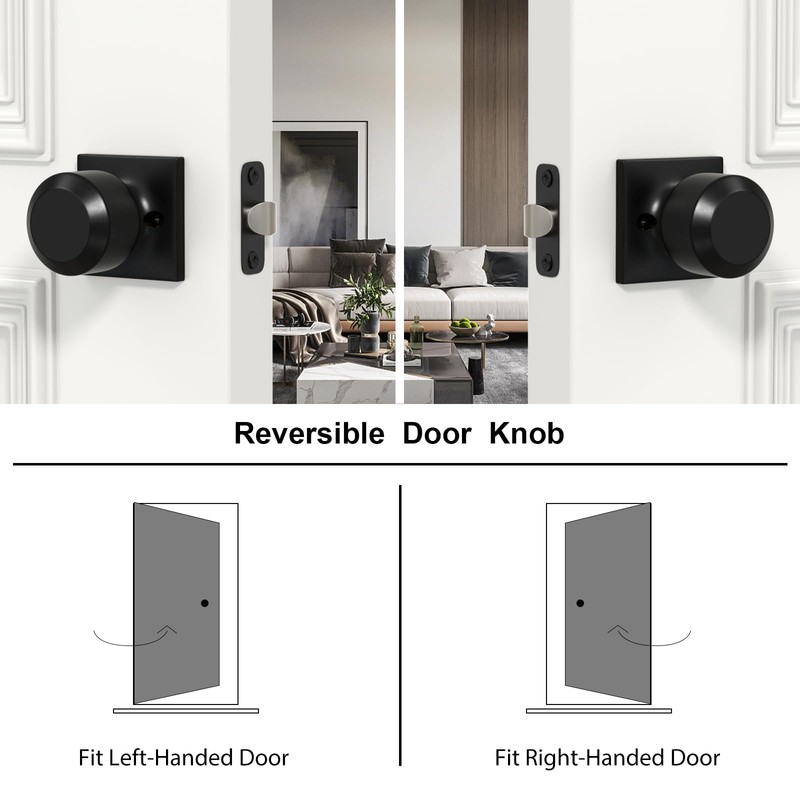 goldenwarm 6 Pack Matte Black Closet Door Knobs, Interior Passage