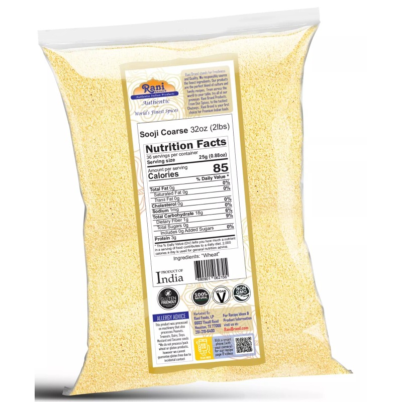 Rani Sooji Coarse (Farina, Suji, Rava, Rawa, Wheat Semolina) Flour