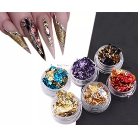 NS Hoja Negra Oro Plata Morada Roja Bronce Y Decoración De Uñas