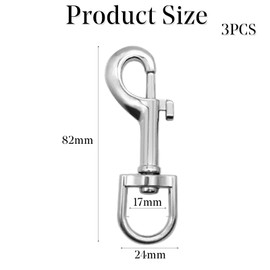 Swivel Snap Hooks, Heavy Duty Dog Lead Clip Clasp 360° Swivel Joints Trigger Clips Heavy Duty Trigger Clips, Zinc Alloy Lobster Claw Clasps for Dog Leashes Camping Keyring (3 Pcs)