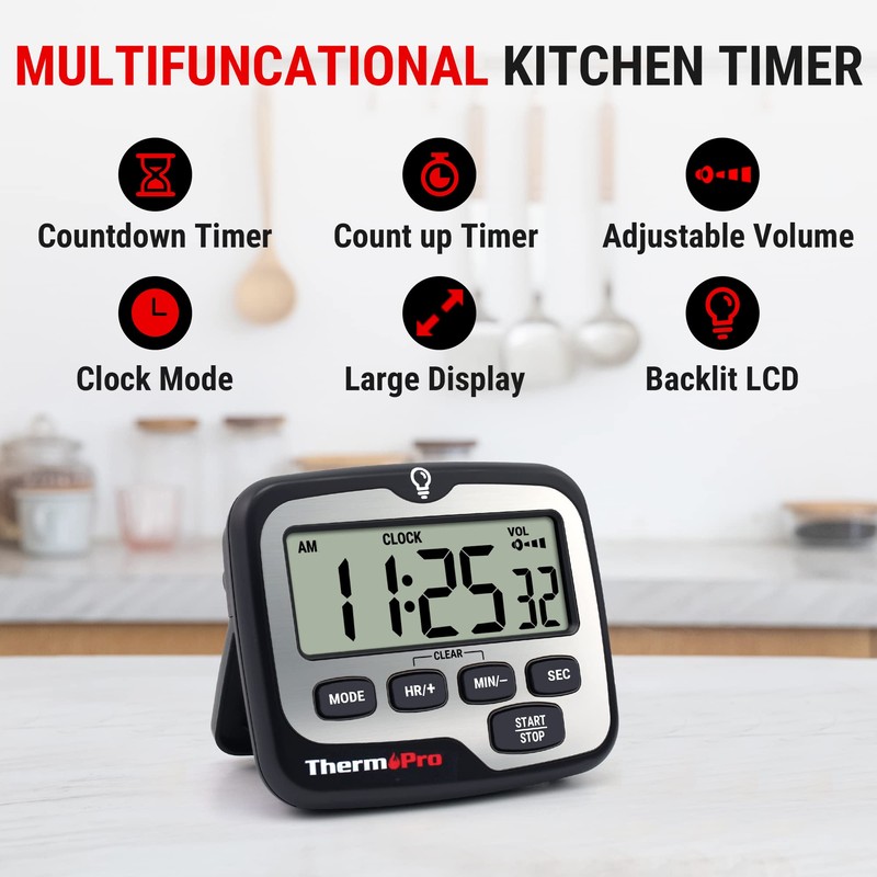 ThermoPro TM01(2 Pack) Kitchen Timers for Cooking with Count Up