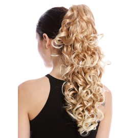 WIG ME UP - N956-V-27CT613 Ponytail Hairpiece Extensions optional Combs & Clamp long voluminous curled curls blond with platinum highlights tips 20inch