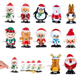 POPOYU Pack of 12 Christmas Wind Up Toys for Children, Wind Up Penguin Reindeer Christmas Tree Snowman Santa Claus Figure Clockwork Toy for Christmas Party Favors Goody Bag Filler