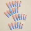 Blue Flower 3D Butterfly Press on Nails Fake Nails Long
