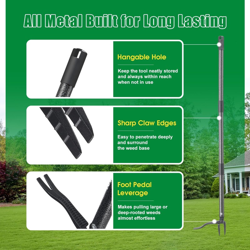 Weed Puller Tool, Stand Up Manual Weeder, Heavy Duty Garden